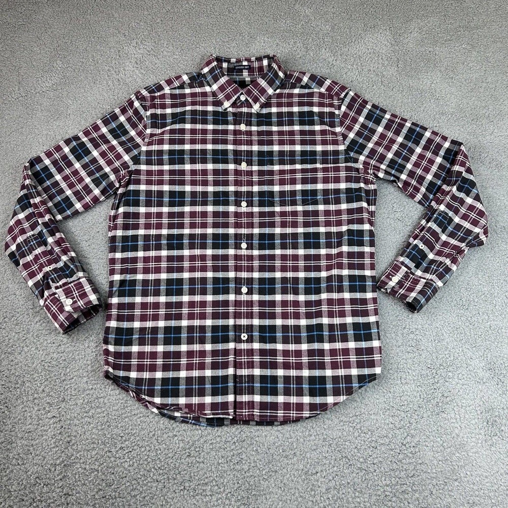 American Eagle Shirt Medium Red Plaid Seriously Soft Classic Fit Button Up AEO